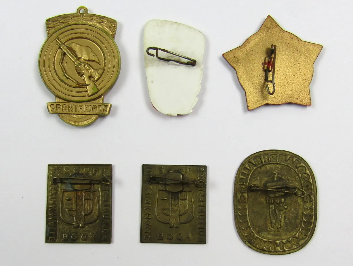 Posten DDR 6 Abzeichen Halle / Saale FDGB Spartakaiade 1000 Jahre Halle 1961-76