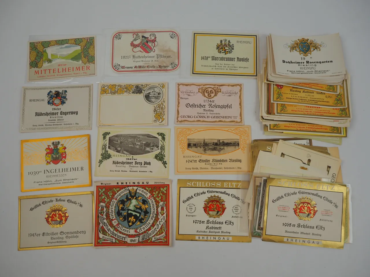 Posten Etiketten Wein Rheingau Rheinhessen ab 1911