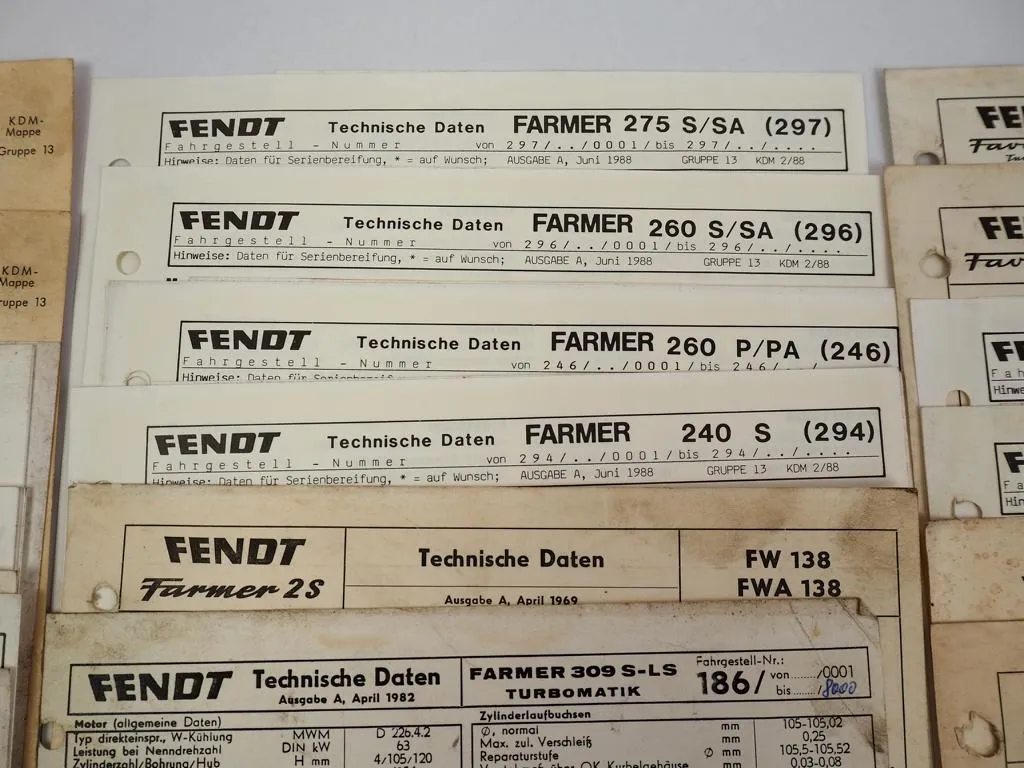 Posten Fendt Farmer Favorit Dieselross Technische Daten Einstellwerte