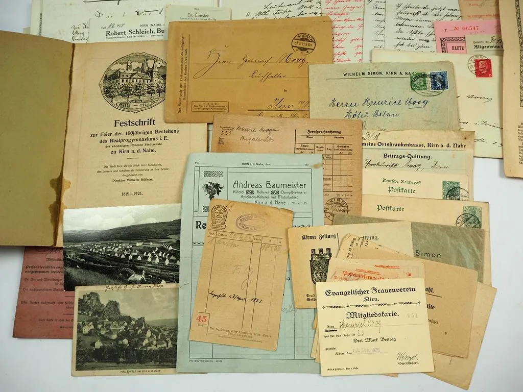 Posten Heimatbelege Kirn Nahe Rheinland Pfalz Briefe Karte Rechnung Festschrift