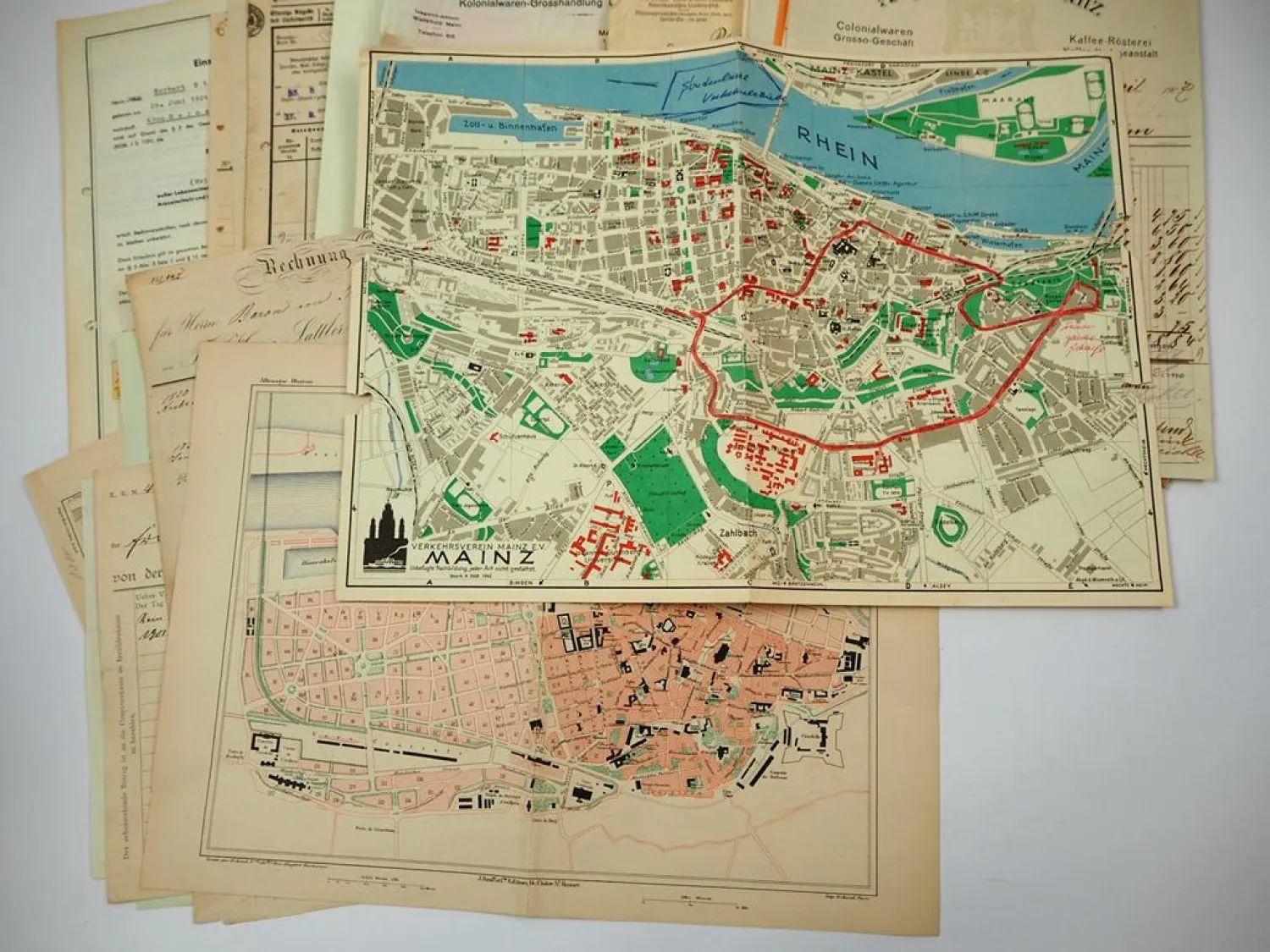 Posten Mainz Rechnungen ab 1850 Belege Stadtpläne Zeitschrift Unsere Geschichte