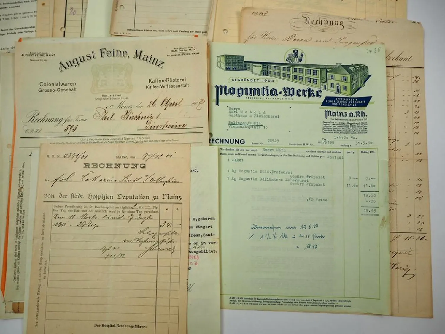 Posten Mainz Rechnungen ab 1850 Belege Stadtpläne Zeitschrift Unsere Geschichte