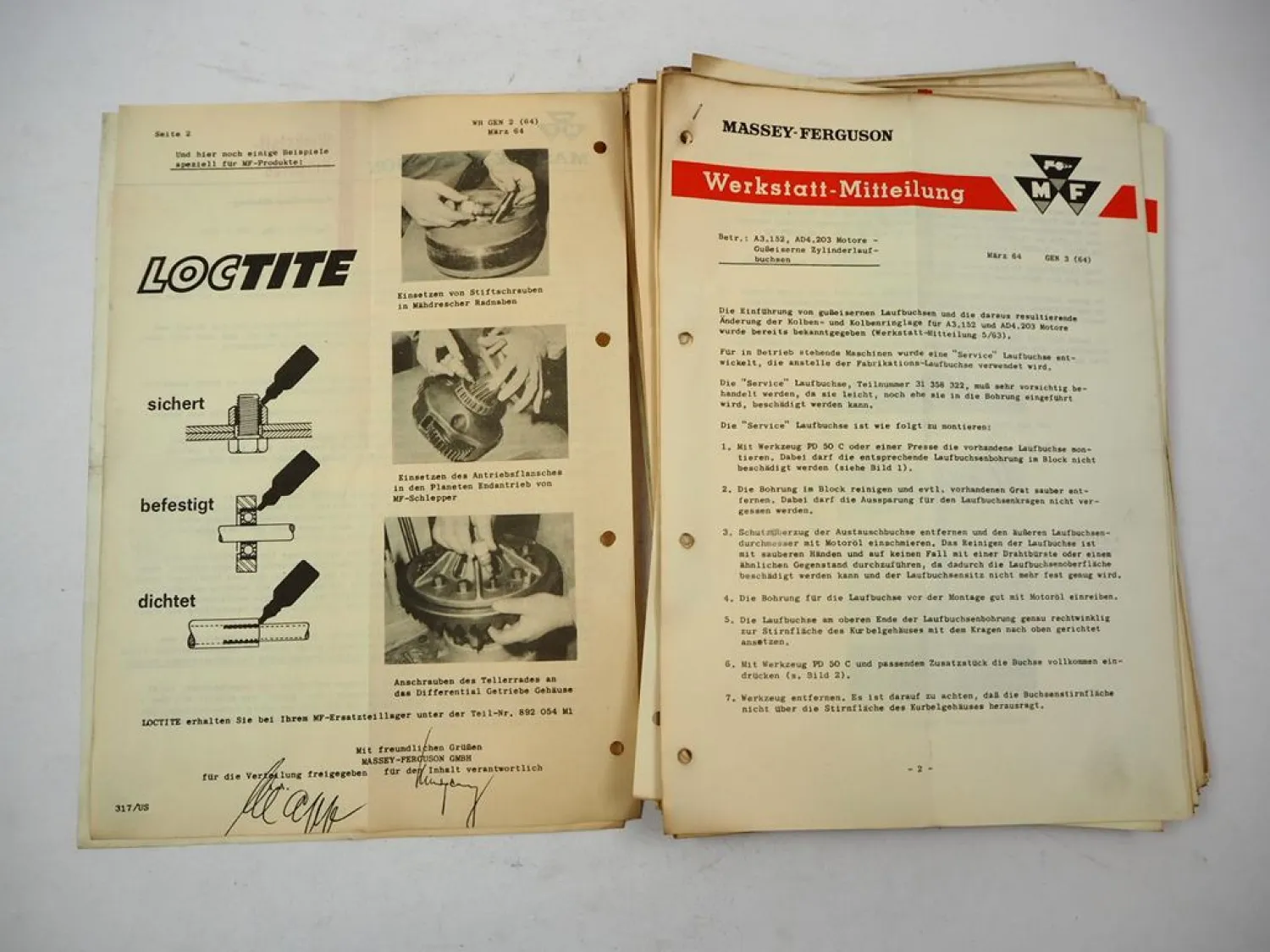 Posten Massey Ferguson Schlepper Mähdrescher Werkstatt Mitteilungen 1954 - 1964