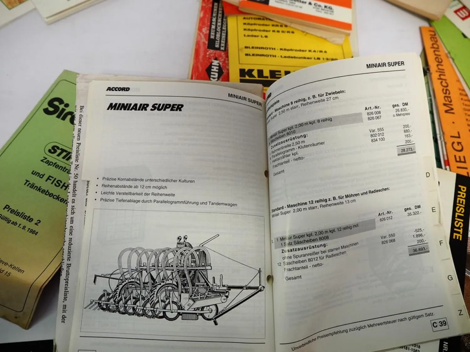Posten Original Preislisten Landtechnik ca. 40 Stück 1980/90er Jahre