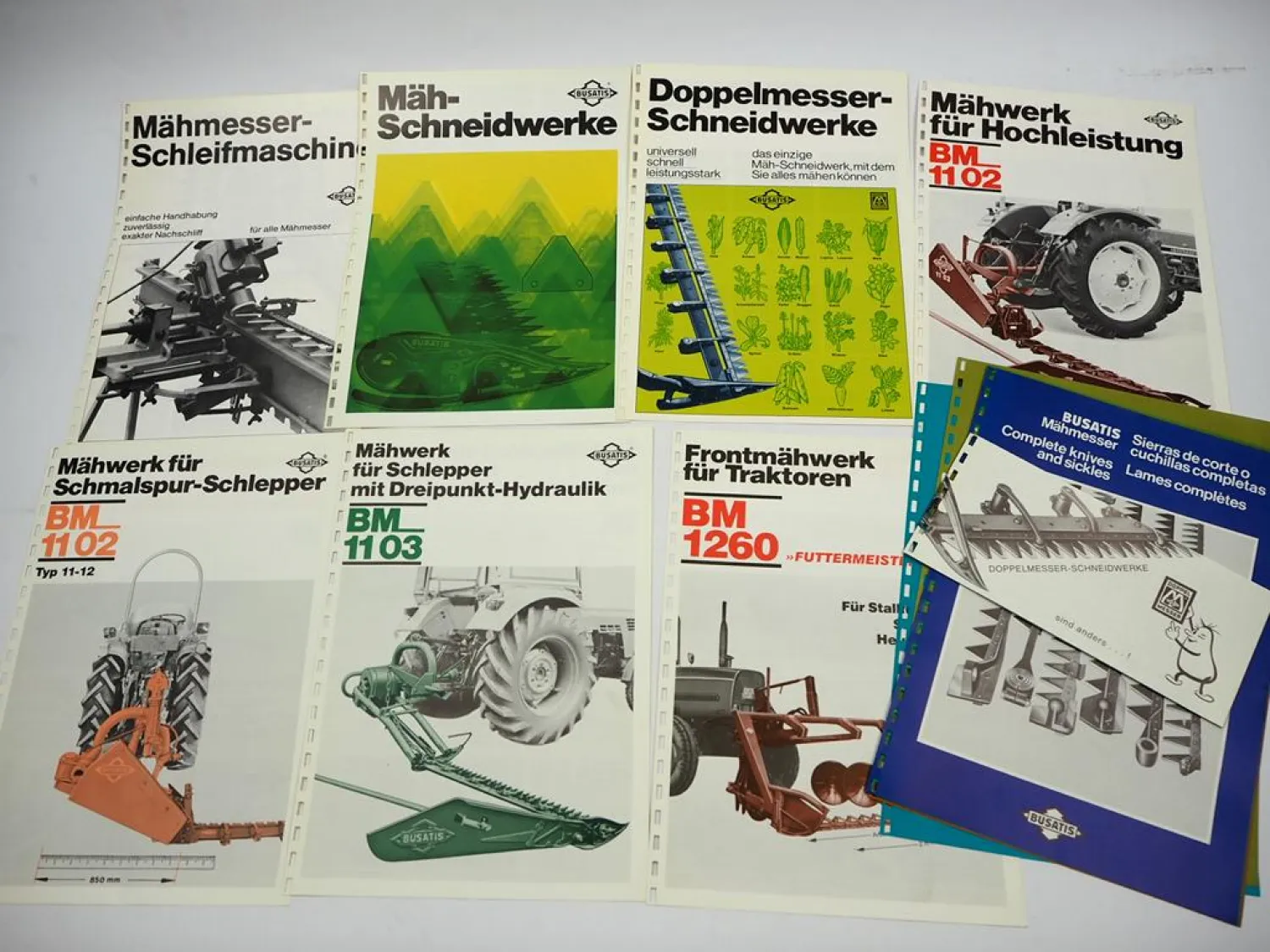Posten Original Prospekte Busatis Mähwerk Mähmesser für Schlepper 1970/80er J.