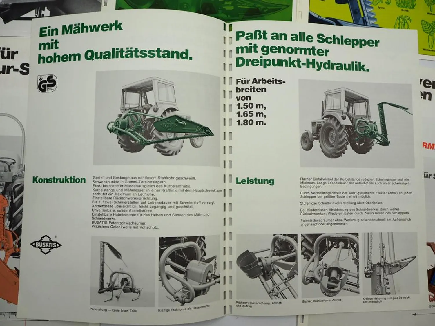 Posten Original Prospekte Busatis Mähwerk Mähmesser für Schlepper 1970/80er J.