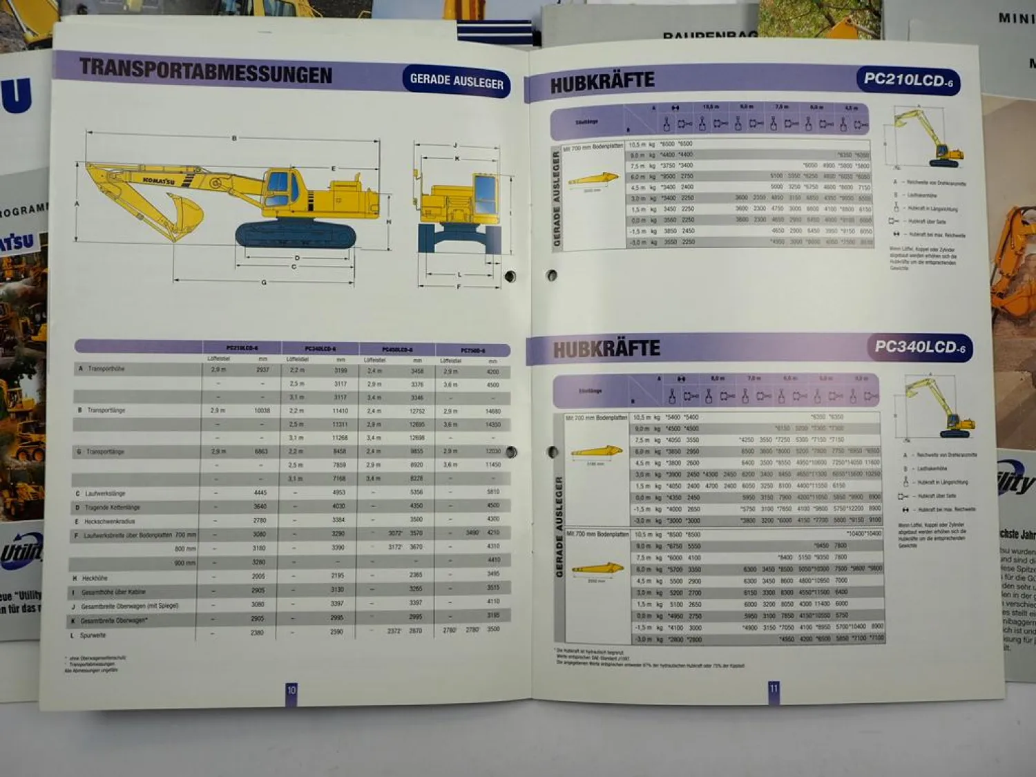 Posten Original Prospekte Komatsu Bagger Radlader Kipper 1990/2000er Jahre