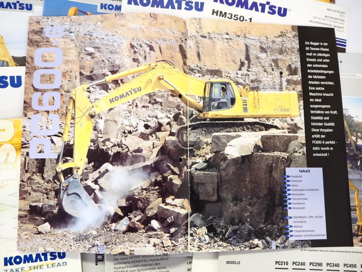 Posten Original Prospekte Komatsu Bagger Radlader Kipper 1990/2000er Jahre