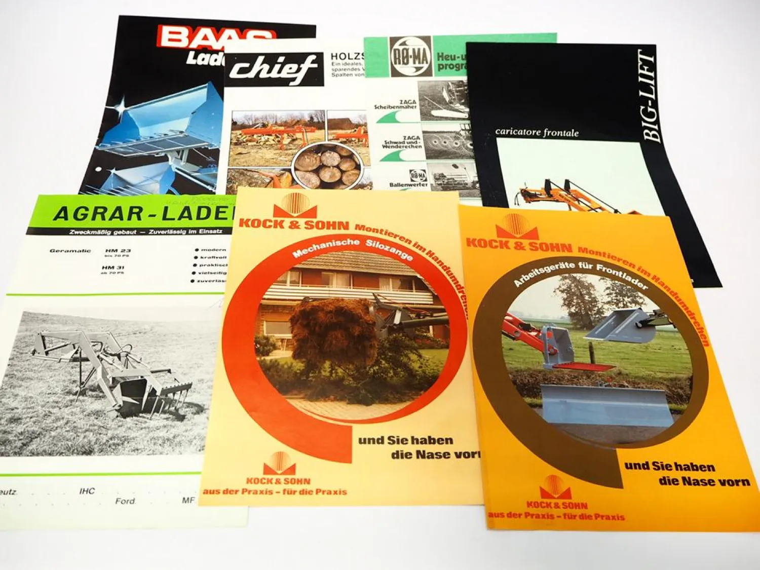 Posten Original Prospekte Landtechnik z.B. Frontlader 1970/80er Jahre