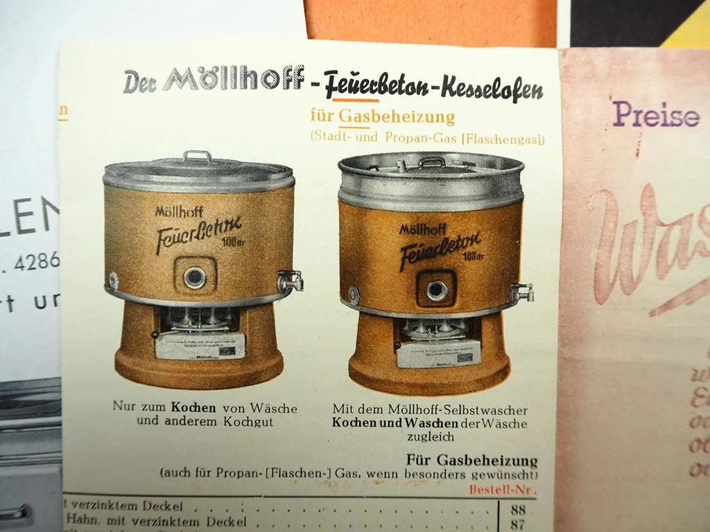 Posten Prospekte ca. 30 Stück Ofen Küchenherd Krefft Concordia 1950er Jahre