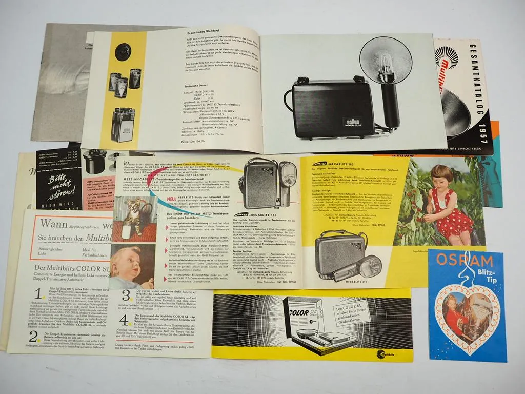 Posten Prospekte Fotozubehör Blitzlicht 1950/60er Jahre