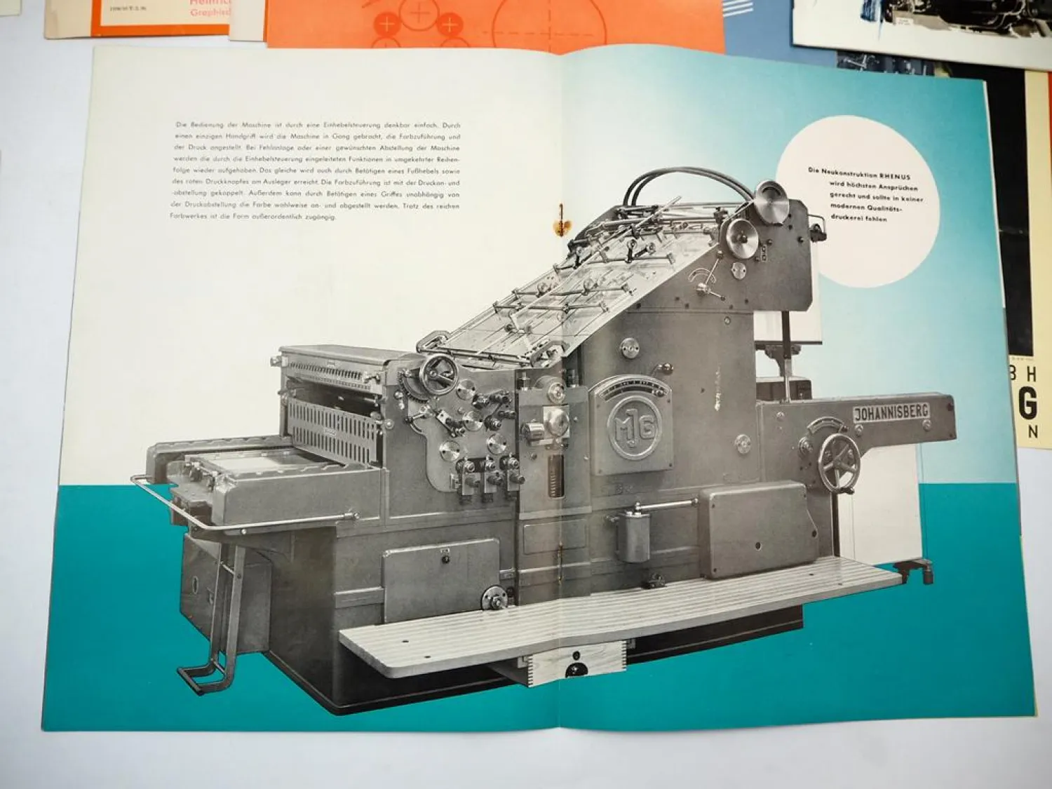Posten Prospekte Johannisberg Maschinenfabrik Geisenheim Druckmaschinen 1950er J.