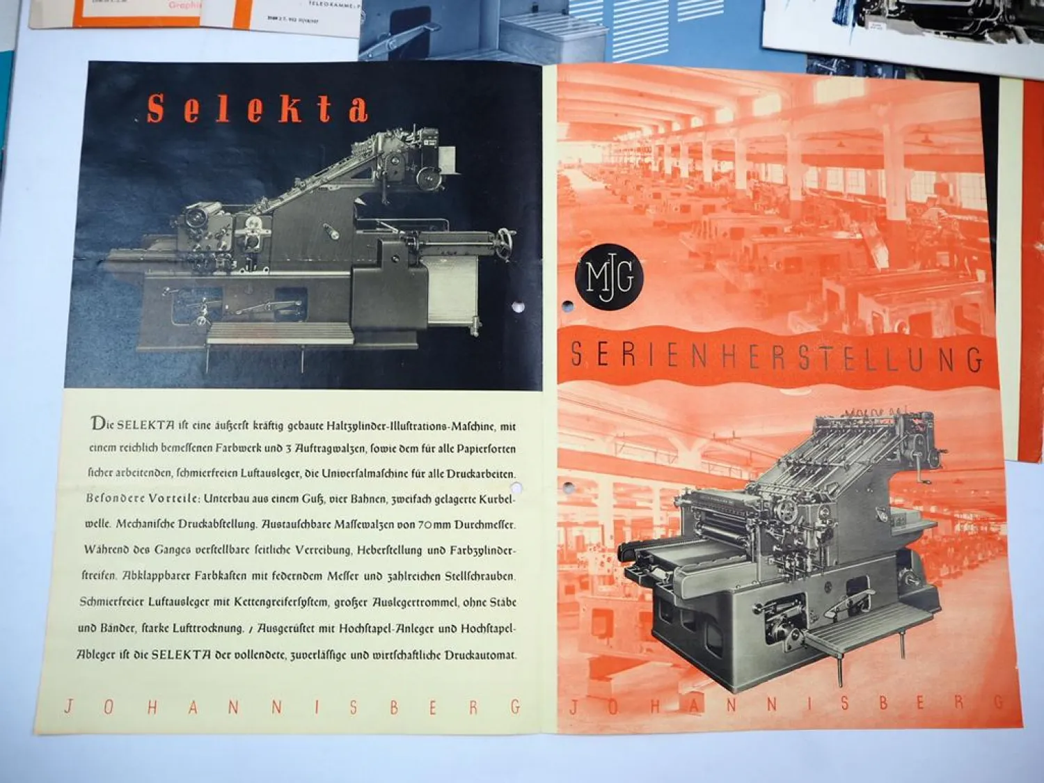 Posten Prospekte Johannisberg Maschinenfabrik Geisenheim Druckmaschinen 1950er J.