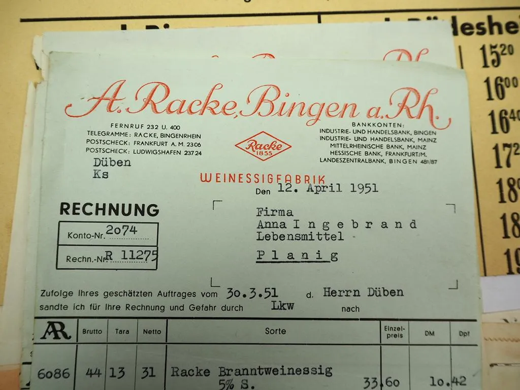 Posten Rechnungen Belege Briefe Postkarten Bingen Rheinland Pfalz 1930 bis 1950