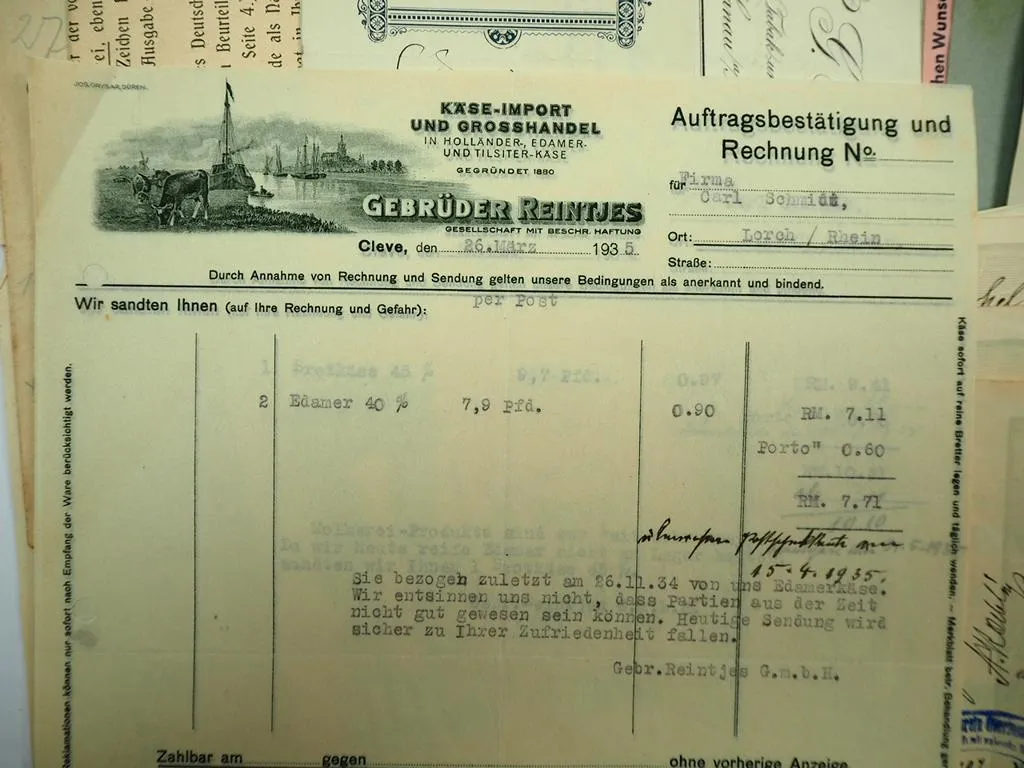 Posten Rechnungen Belege Briefe Werbung 1900 bis 1950 Deutschland