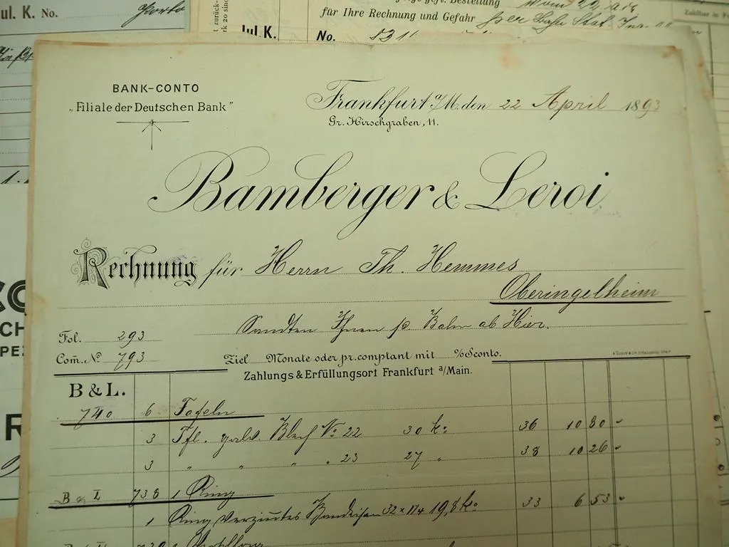 Posten Rechnungen Belege Frankfurt Main 1890 bis 1940