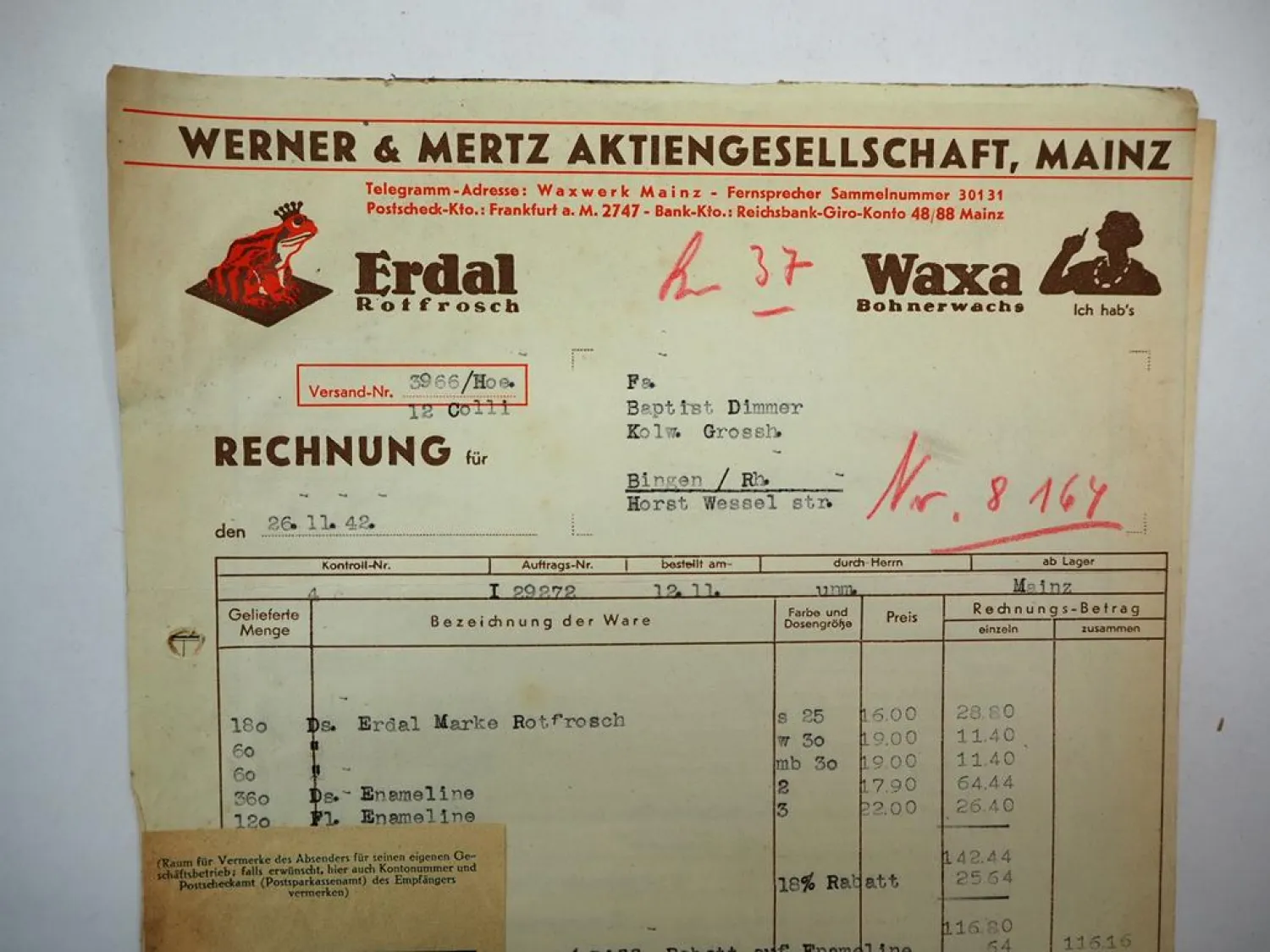 Posten Rechnungen z. B. Erdal Henkel Nestle Maggi Oetker Rütli 1930/40er Jahre