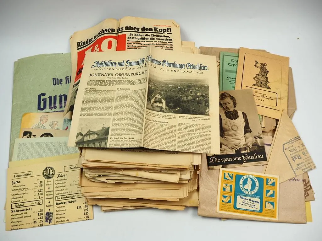 Posten Zeitungen Obernburg Main Bayern ca. 1940er bis 1950er Jahre
