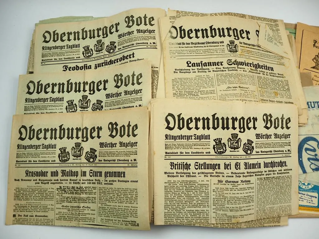 Posten Zeitungen Obernburg Main Bayern ca. 1940er bis 1950er Jahre
