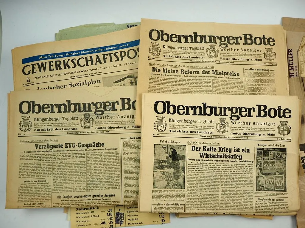 Posten Zeitungen Obernburg Main Bayern ca. 1940er bis 1950er Jahre