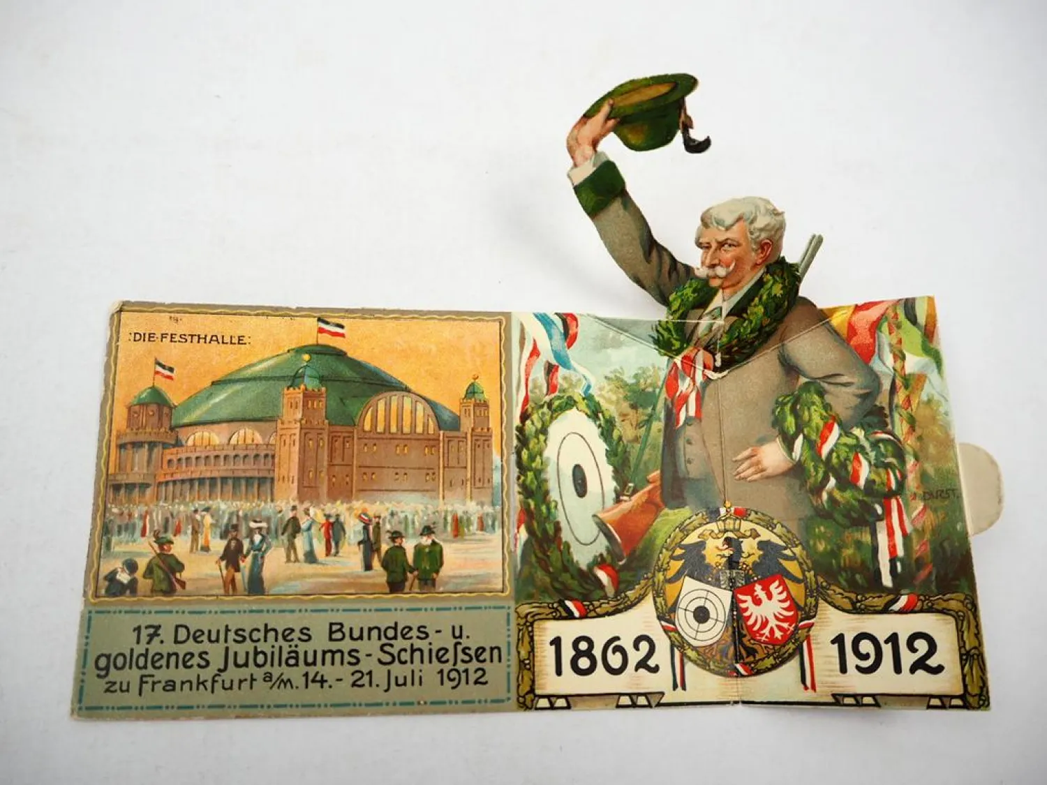 Postkarte 17. Deutsches Bundesschiessen zu Frankfurt 1912 aufklappbar