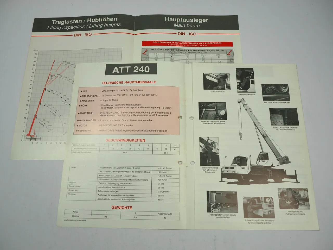 Potain Poclain PPM ATT 240 Mobilkran Autokran 2x Prospekt 1993