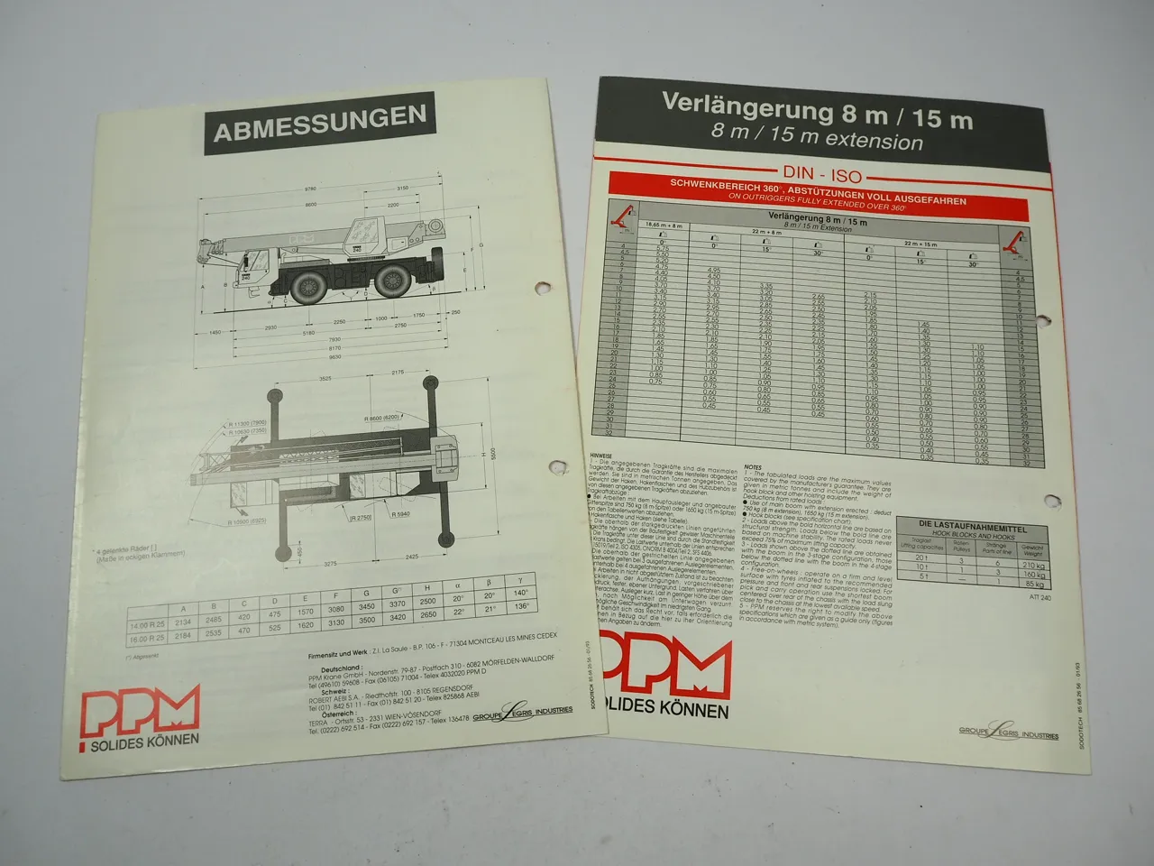 Potain Poclain PPM ATT 240 Mobilkran Autokran 2x Prospekt 1993