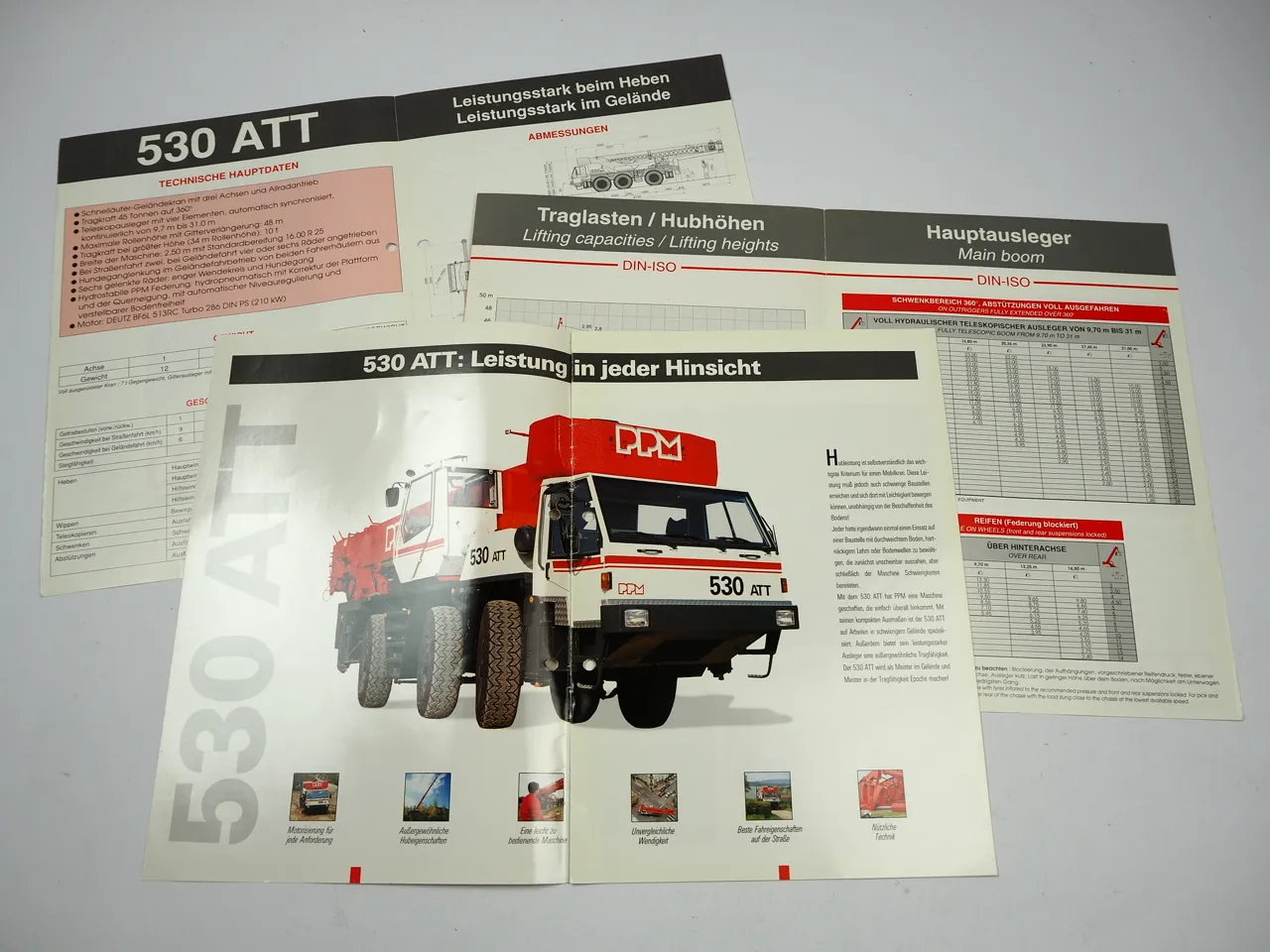 Potain Poclain PPM ATT 530 Mobilkran Autokran 3x Prospekt 1990er Jahre
