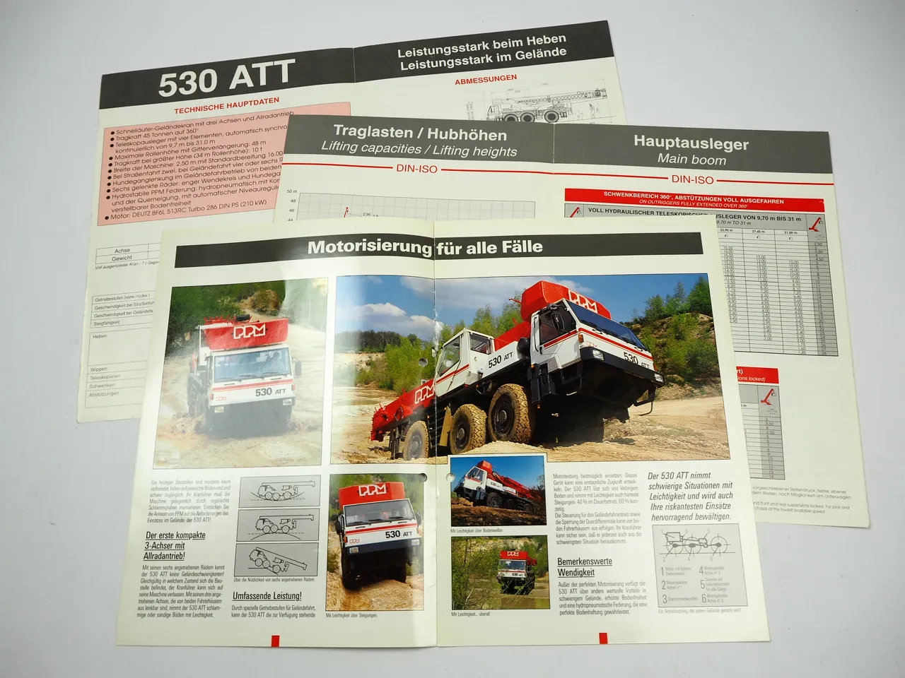 Potain Poclain PPM ATT 530 Mobilkran Autokran 3x Prospekt 1990er Jahre