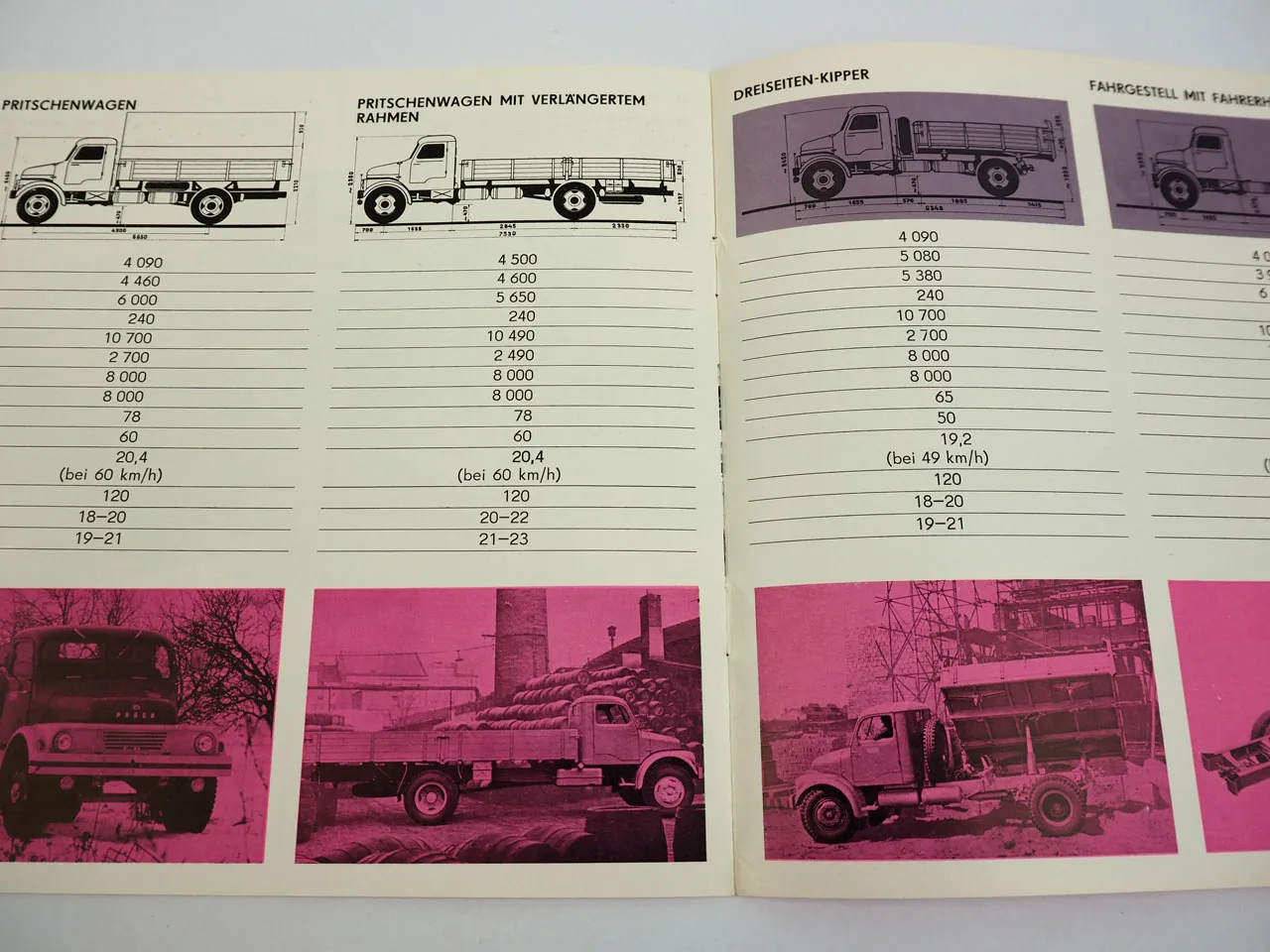 Praga S5T-3 Super Fahrgestell Pritschenwagen Kipper LKW Prospekt ca 1970