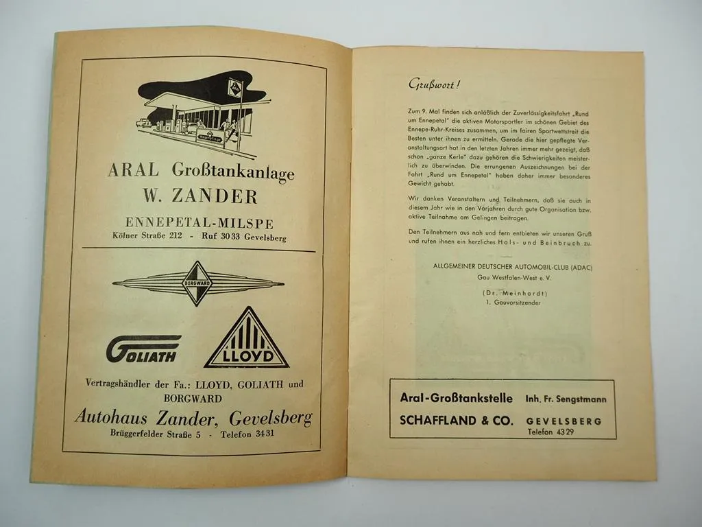 Programmheft Fahrt Rund um Ennepetal Motorrad Rennen 1959 Nordrhein Westfalen