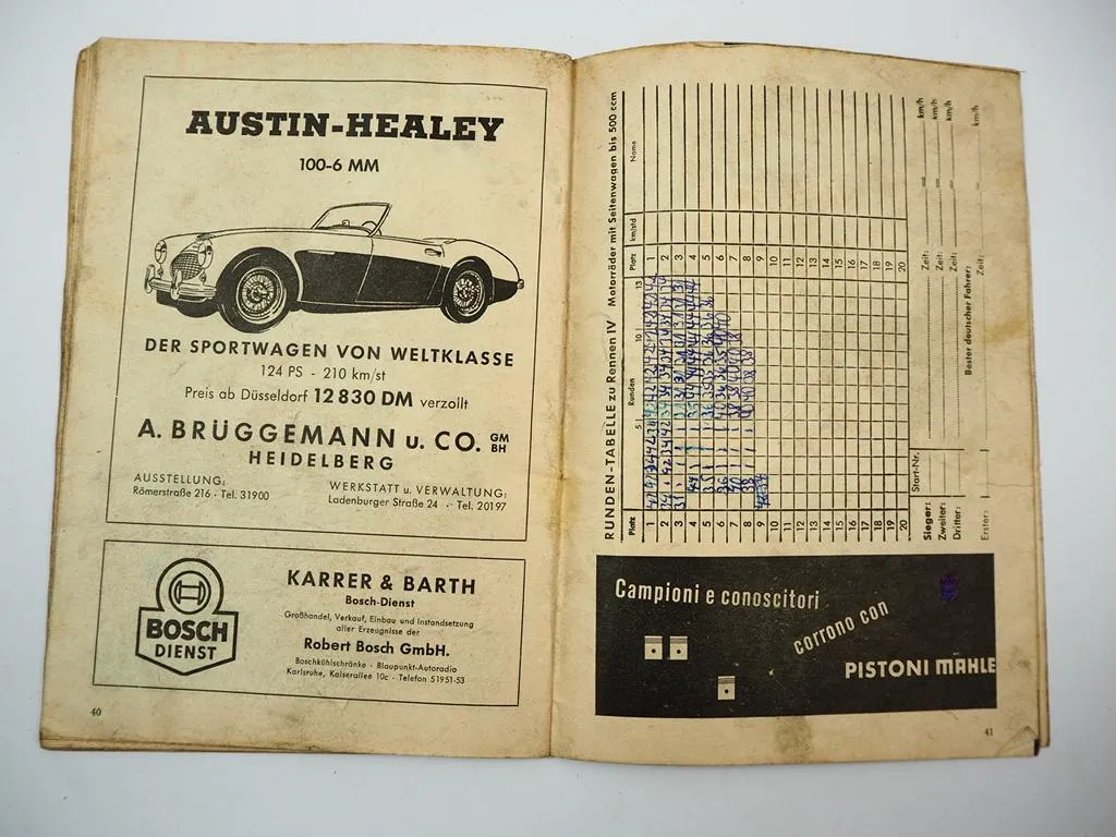 Programmheft Hockenheim Internationales DMV Rheinpokal Rennen Motorrad 1958