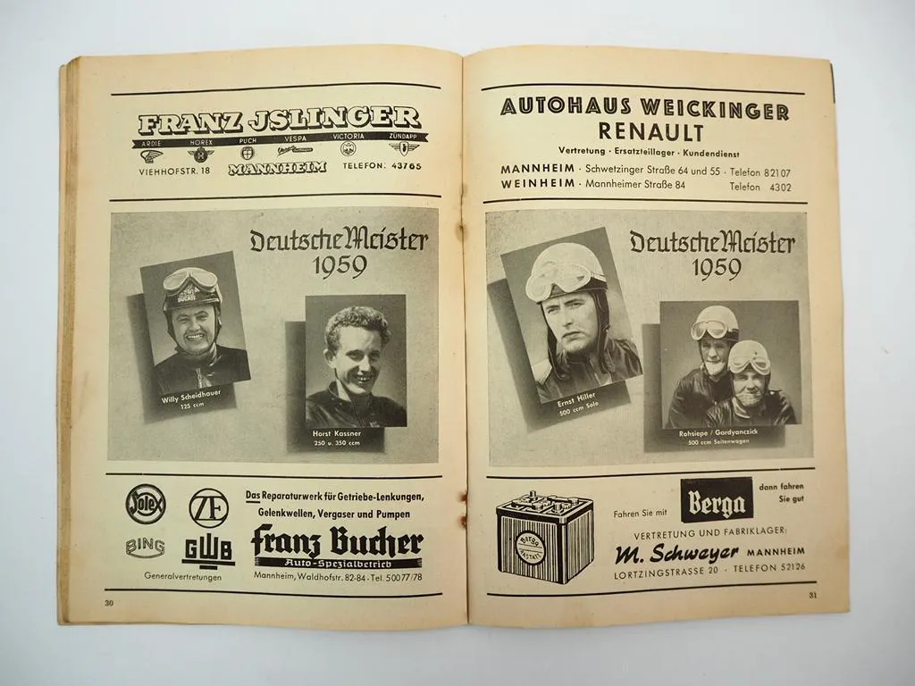 Programmheft Hockenheim Internationales DMV Rheinpokal Rennen Motorrad 1960