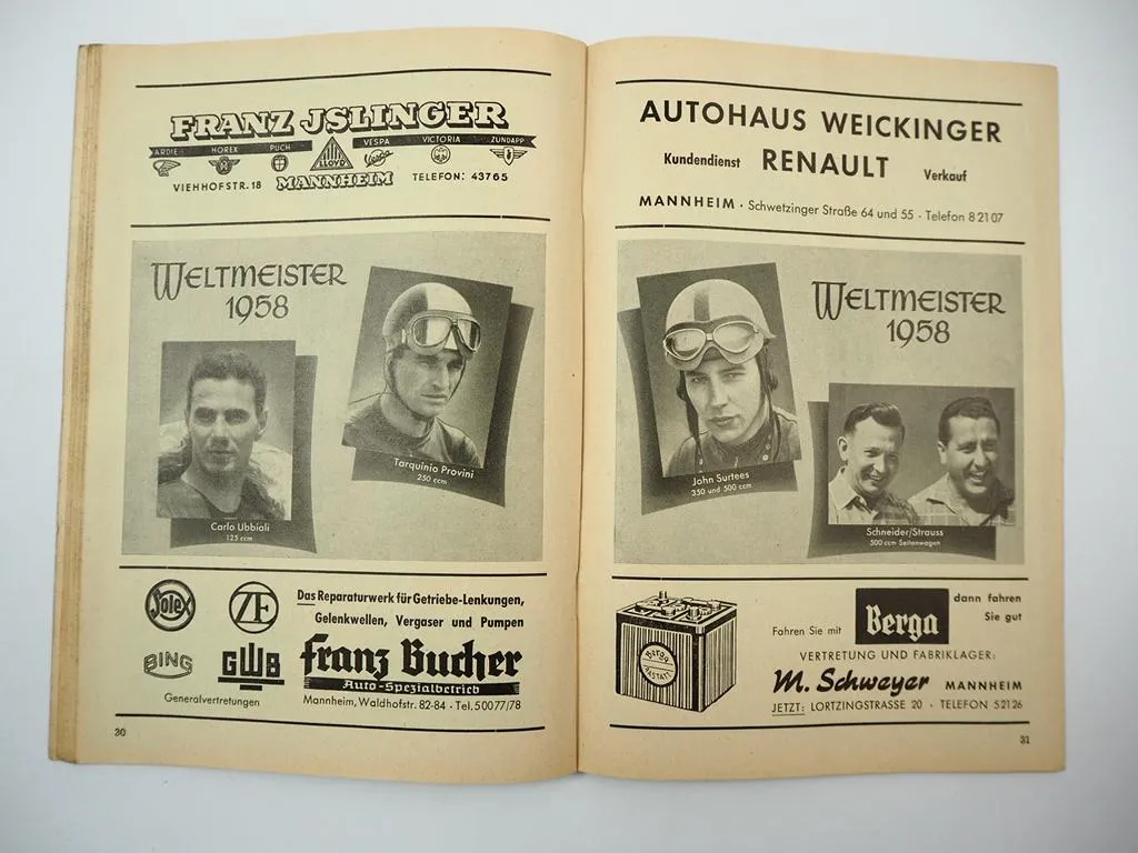 Programmheft Hockenheim Internationales Rheinpokal Rennen Motorrad 1959