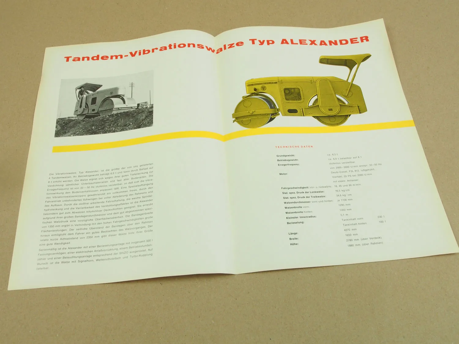 Prospekt ABG Alexander Tandem Vibrationswalze 6,9 - 8t von 1960