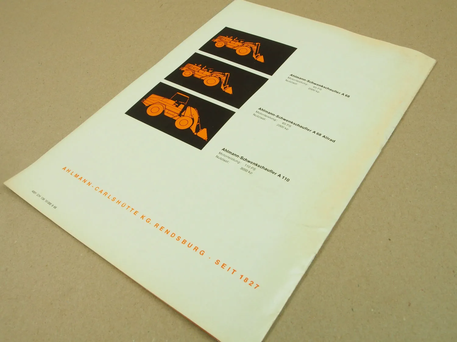 Prospekt Ahlmann A68 Schwenklader mit Mercedes Benz Motor 1966