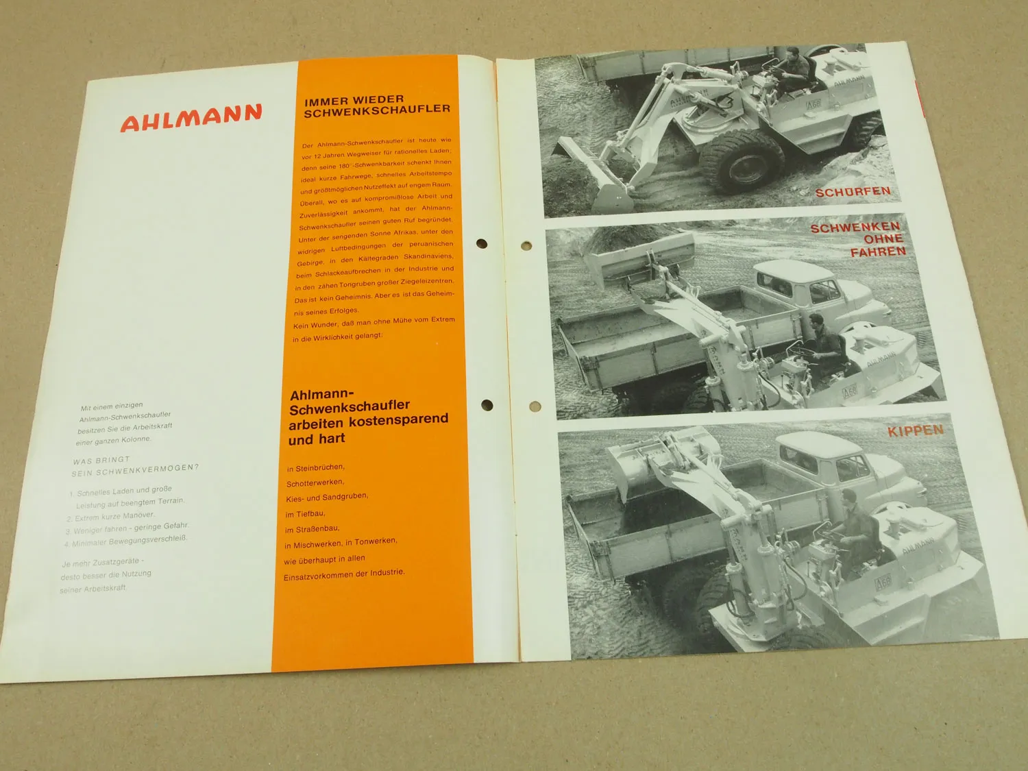 Prospekt Ahlmann A68 Schwenklader mit Mercedes Benz Motor von 1965