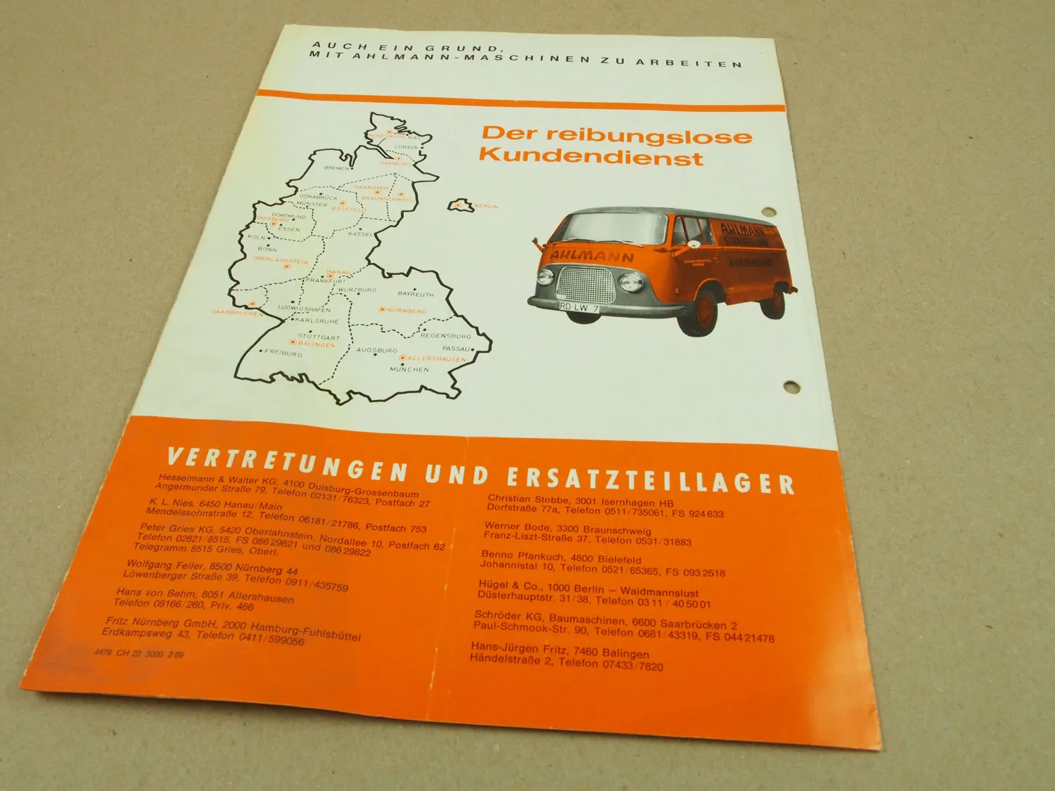 Prospekt Ahlmann A69 Schwenklader mit Deutz Motor 1969