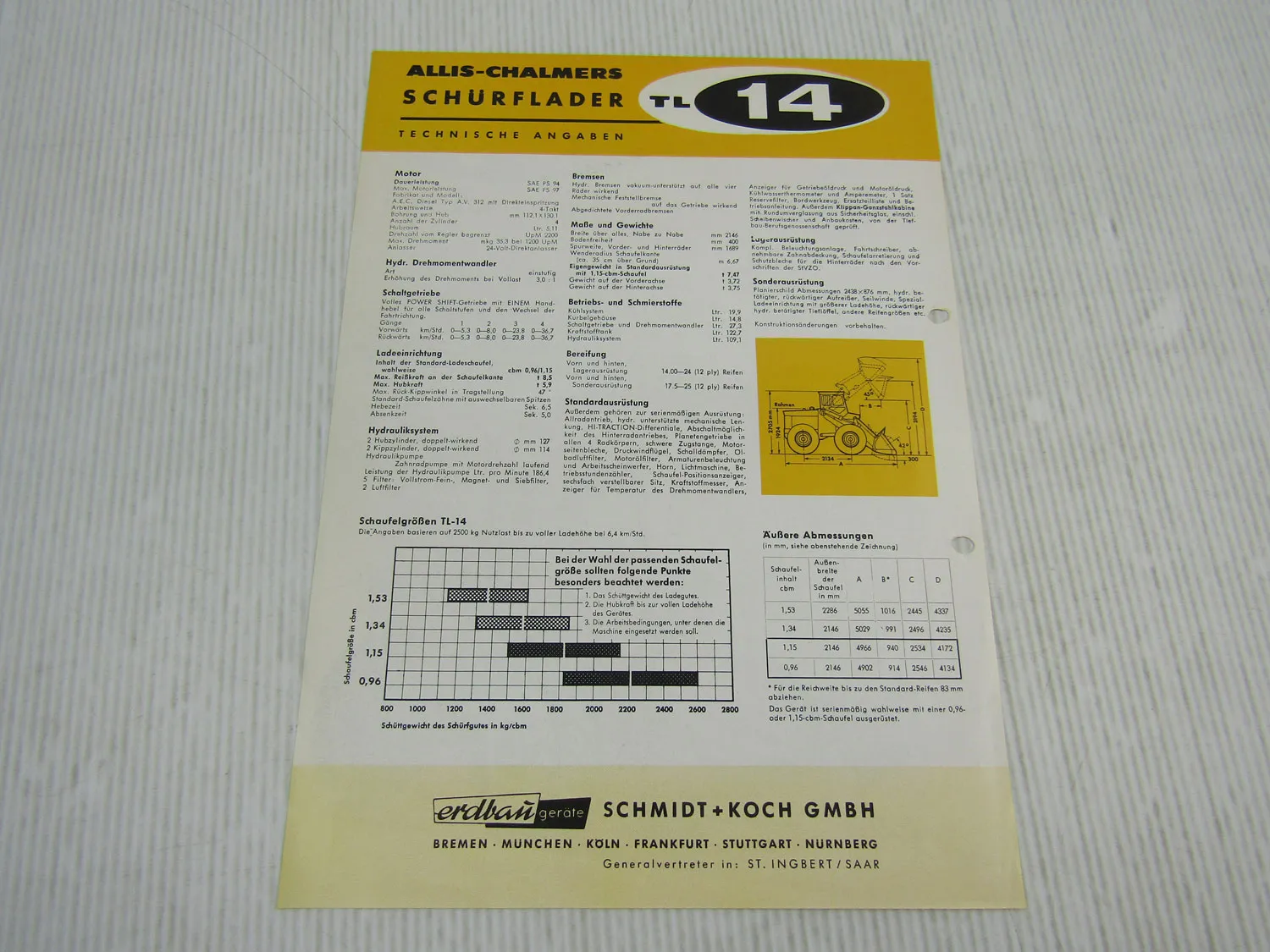 Prospekt Allis Chalmers TL-30D TL30D Schürflader 1964