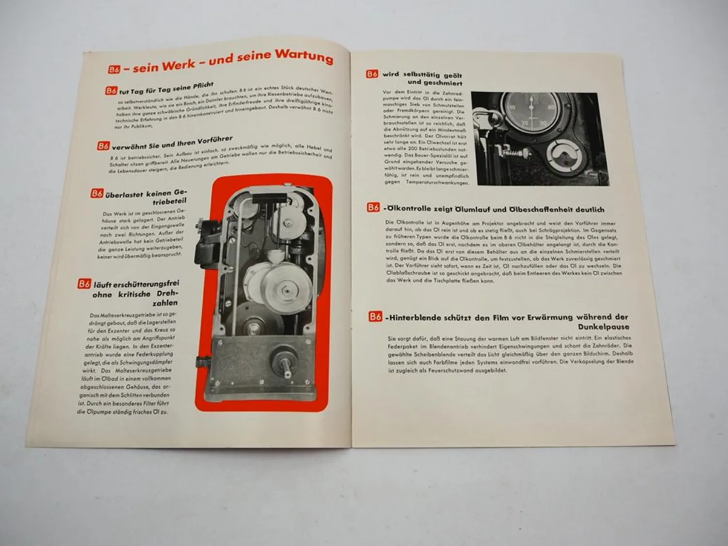 Prospekt Bauer Tonfilm Projektor B6 Film Kino Theater Maschine Apparat 1939