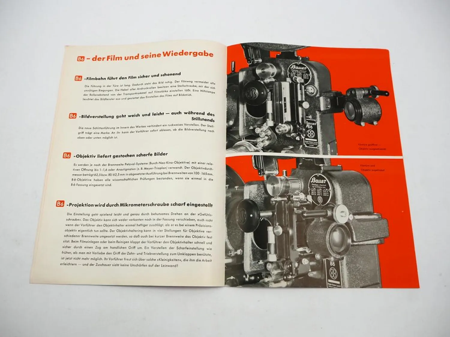 Prospekt Bauer Tonfilm Projektor B6 Film Kino Theater Maschine Apparat 1939