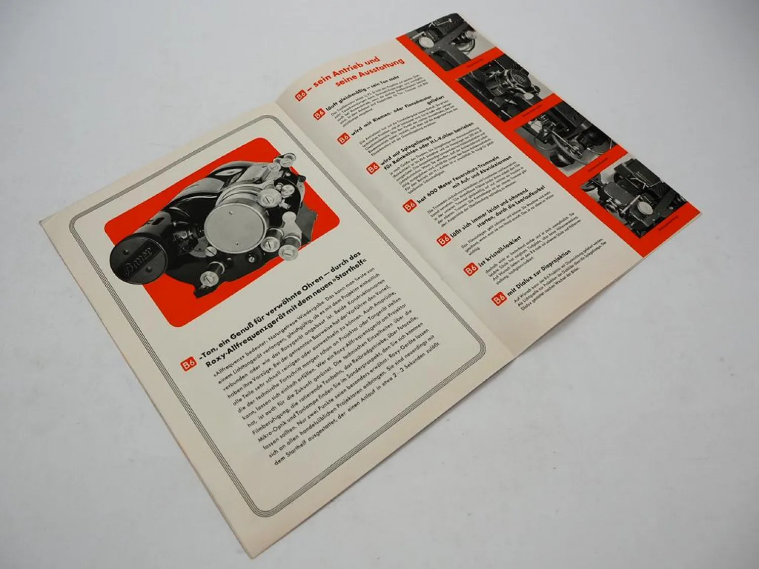 Prospekt Bauer Tonfilm Projektor B6 Film Kino Theater Maschine Apparat 1939