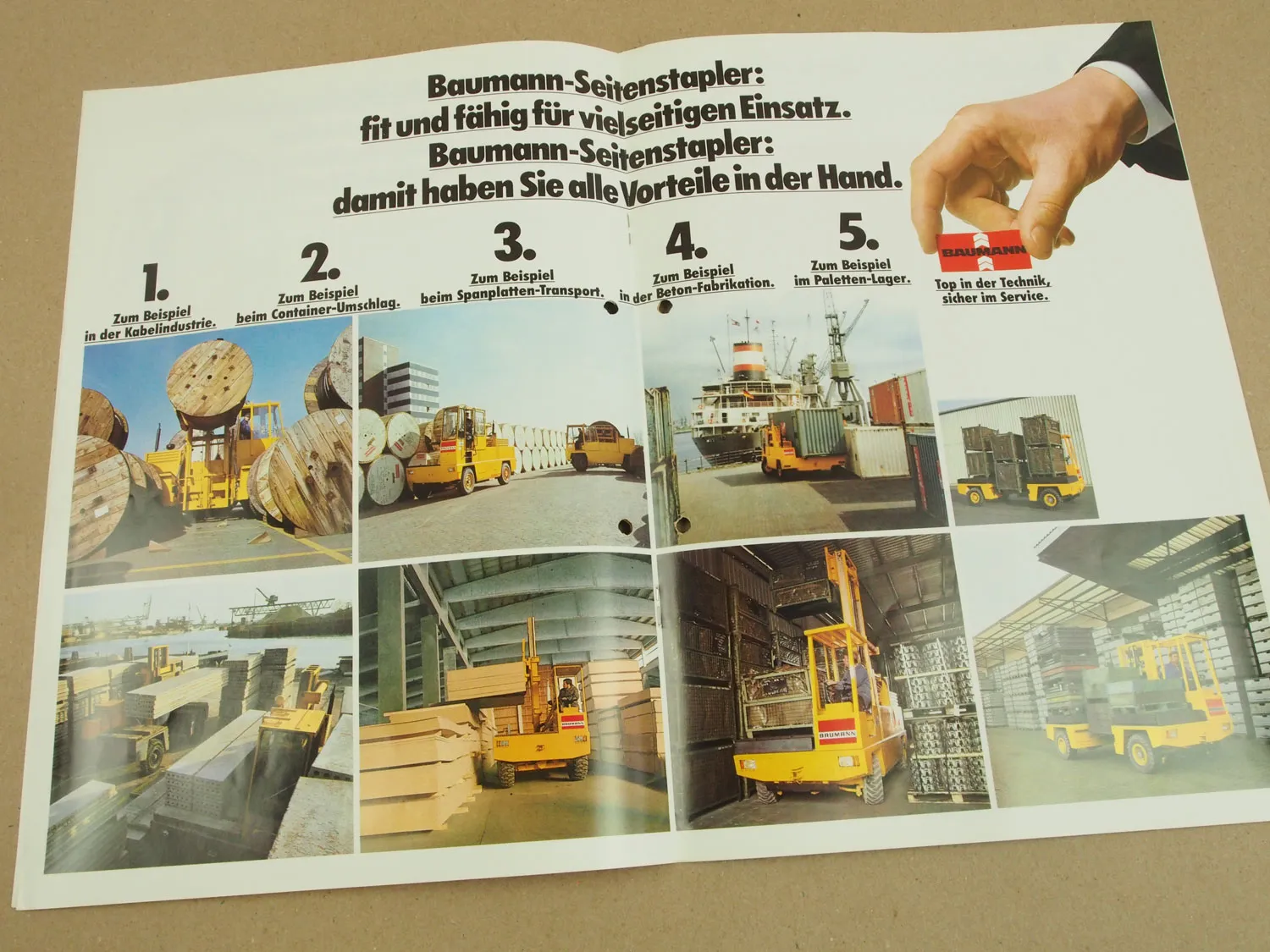Prospekt Baumann Stapler Programm AS 30 35 40 45 50 60 80 CS100 120 150 von 1982
