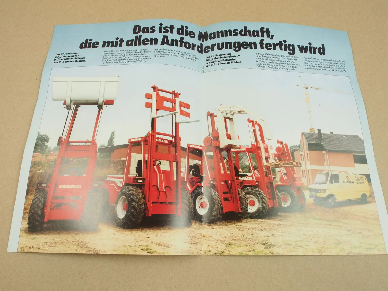 Prospekt Bergmann Geländestapler ST 30 40 50 KN 35 50 ca 1982