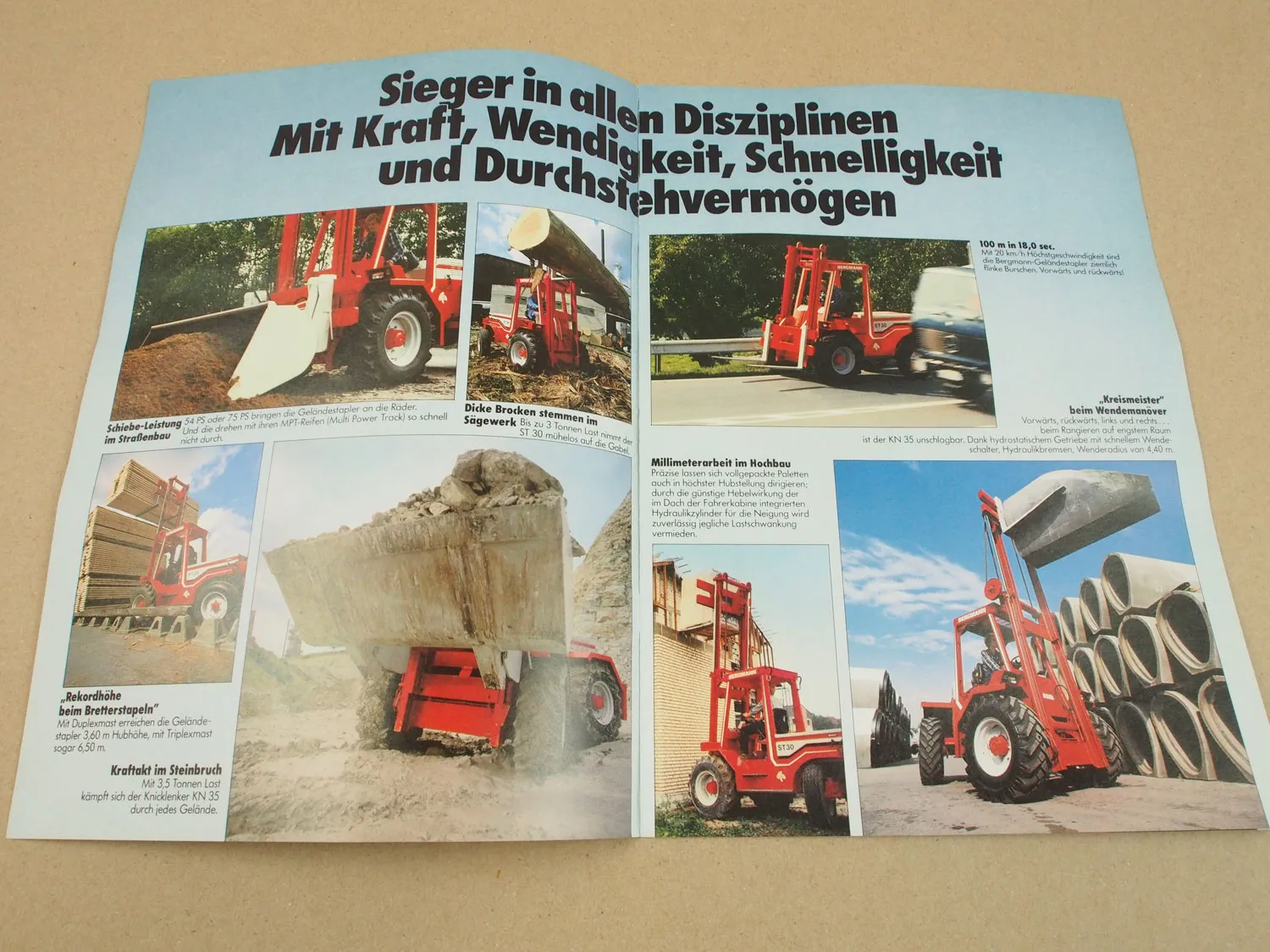 Prospekt Bergmann Geländestapler ST 30 40 50 KN 35 50 ca 1982