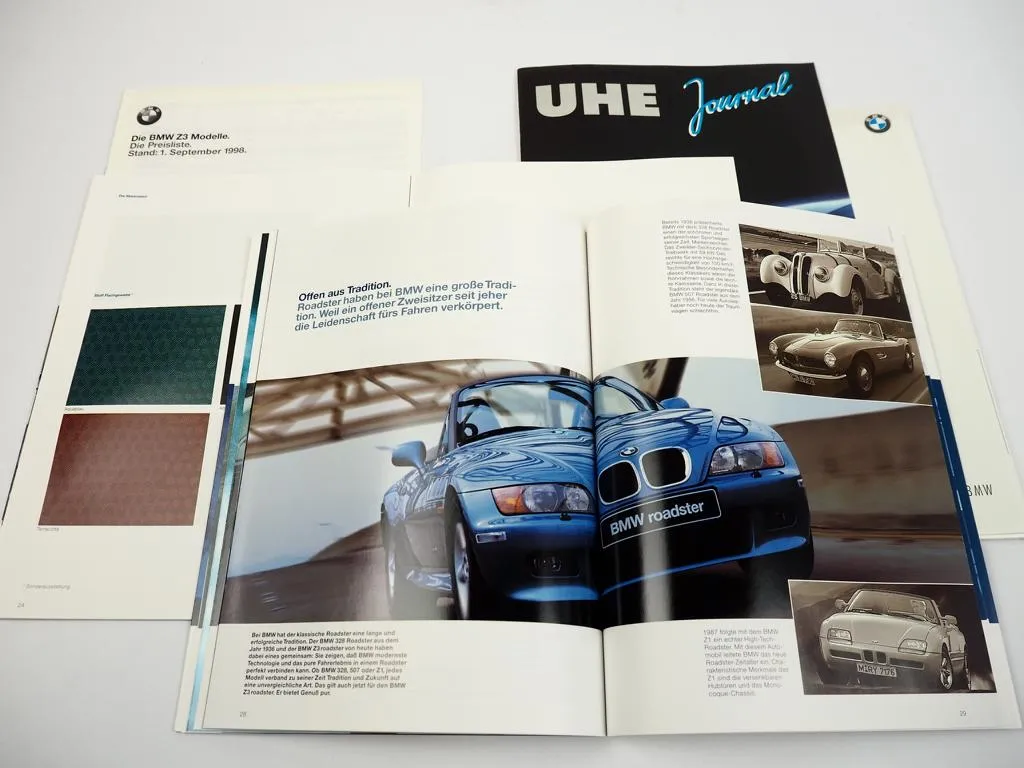 Prospekt BMW Z3 Roadster 1.8 1.9 2.8 M Technik Ausstattung Uhe 1998 + Preisliste