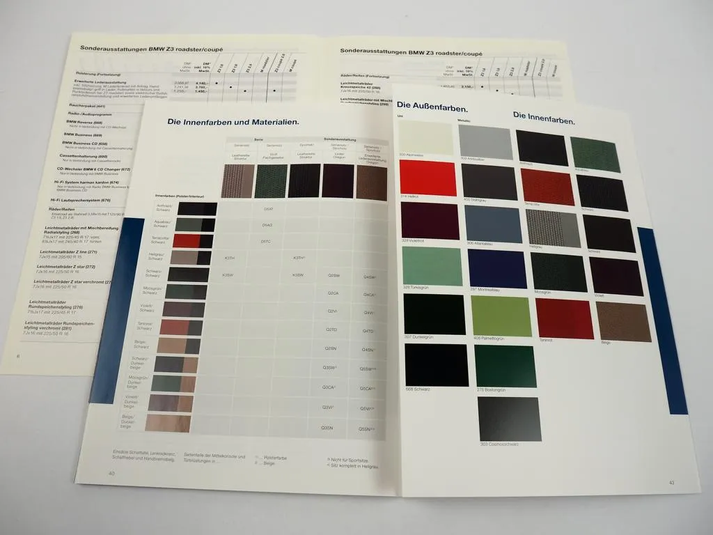 Prospekt BMW Z3 Roadster 1.8 1.9 2.8 M Technik Ausstattung Uhe 1998 + Preisliste