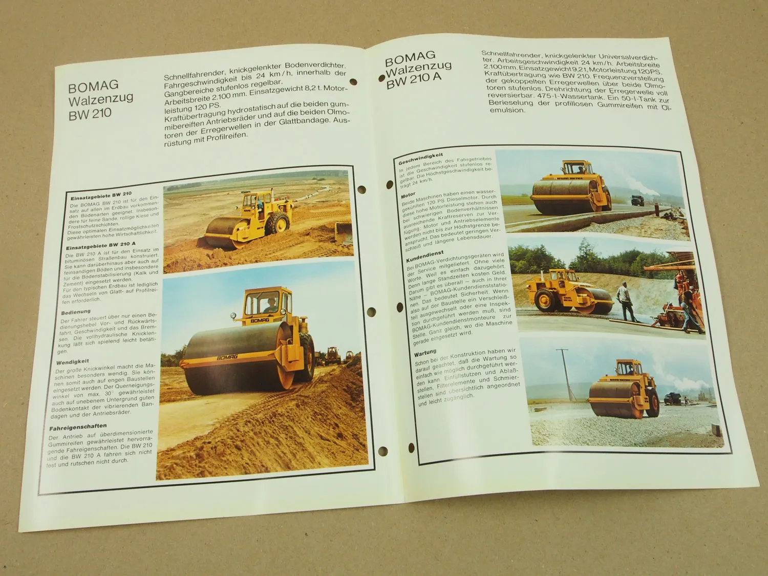 Prospekt Bomag BW210 BW210A Walzen 1973