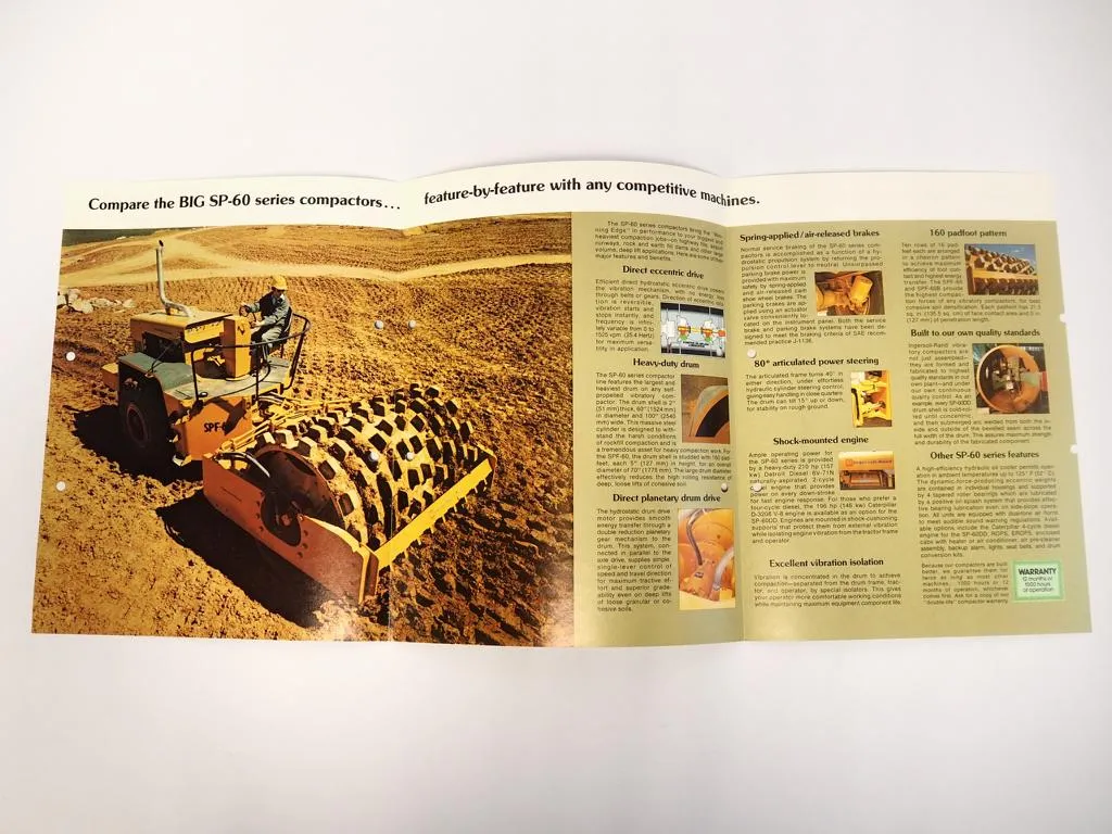 Prospekt Brochure Ingersoll Rand SP60 Compactor Walzenzüge 1980 englisch
