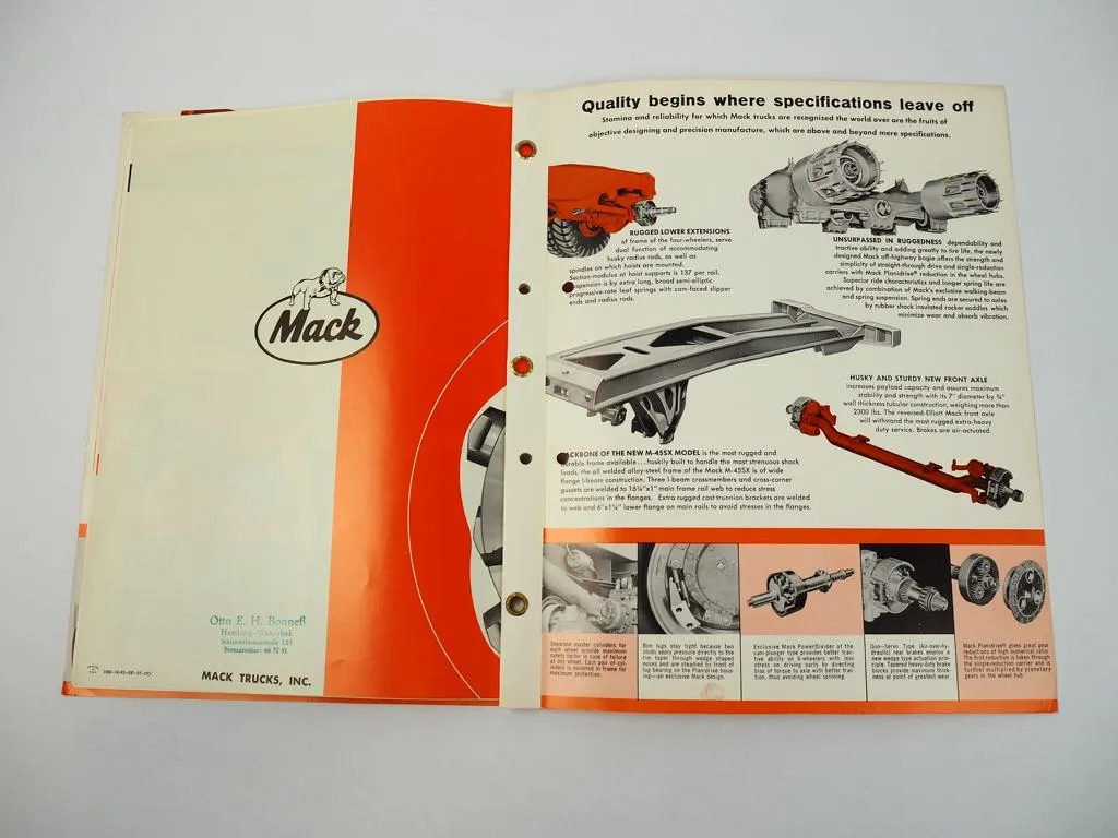 Prospekt Brochure Mack M30X Dumper Truck 1961